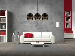 Belis Hängelampe Metall Schwarz Gold E27 70 cm lang 3-flammig* Hängelampen|Bürolampen