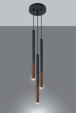 Sollux Hängelampe Metall Schwarz Kupfer höhenverstellbar G9* Moderne Lampen|Esszimmer Lampen