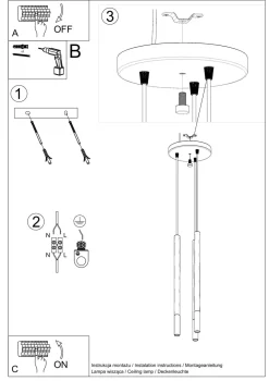 Sollux Hängelampe Metall Schwarz Kupfer höhenverstellbar G9* Moderne Lampen|Esszimmer Lampen