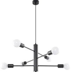 Clearance Sollux Hängelampe Metall Schwarz 6-flammig E27 Esstisch