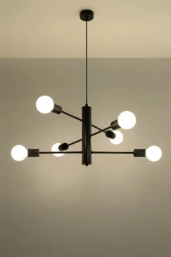 Clearance Sollux Hängelampe Metall Schwarz 6-flammig E27 Esstisch