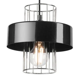 Clearance Lamkur Hängelampe Metall Schwarz Chrom Ø 20 cm E27 höhenverstellbar