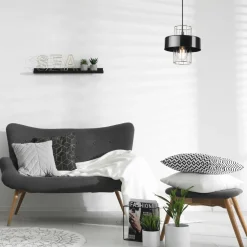 Clearance Lamkur Hängelampe Metall Schwarz Chrom Ø 20 cm E27 höhenverstellbar