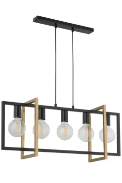 Sigma Hängelampe Metall Schwarz Gold 5-flmg bis 0,8 m elegant* Moderne Lampen|Wohnzimmerlampen