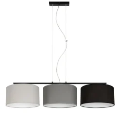 Belis Hängelampe Metall Stoff E27 100 cm Grau Graphit Schwarz