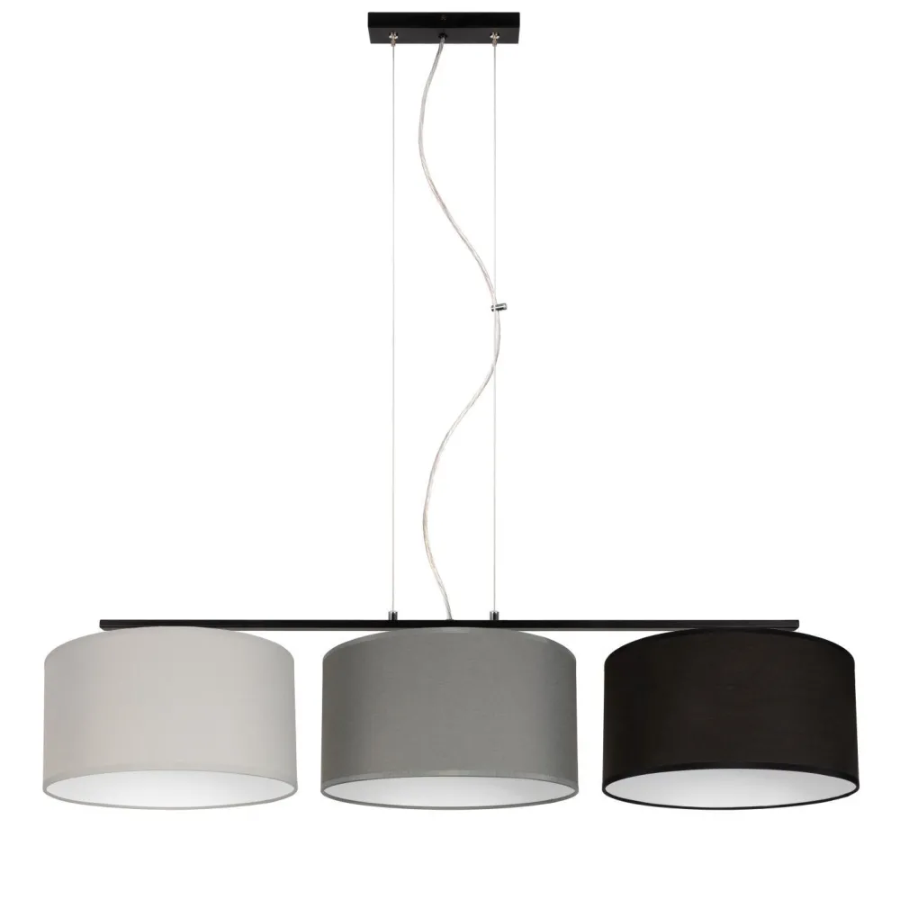 Belis Hängelampe Metall Stoff E27 100 cm Grau Graphit Schwarz