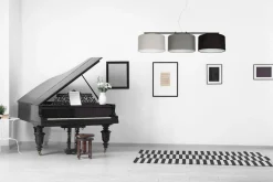 Belis Hängelampe Metall Stoff E27 100 cm Grau Graphit Schwarz