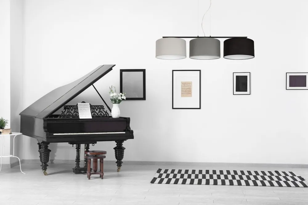 Belis Hängelampe Metall Stoff E27 100 cm Grau Graphit Schwarz