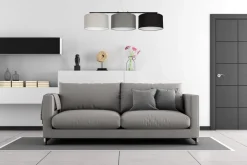 Belis Hängelampe Metall Stoff E27 100 cm Grau Graphit Schwarz