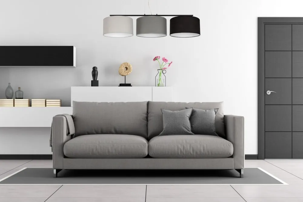 Belis Hängelampe Metall Stoff E27 100 cm Grau Graphit Schwarz