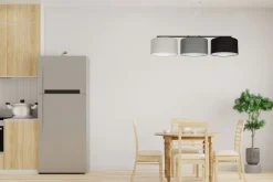 Belis Hängelampe Metall Stoff E27 100 cm Grau Graphit Schwarz