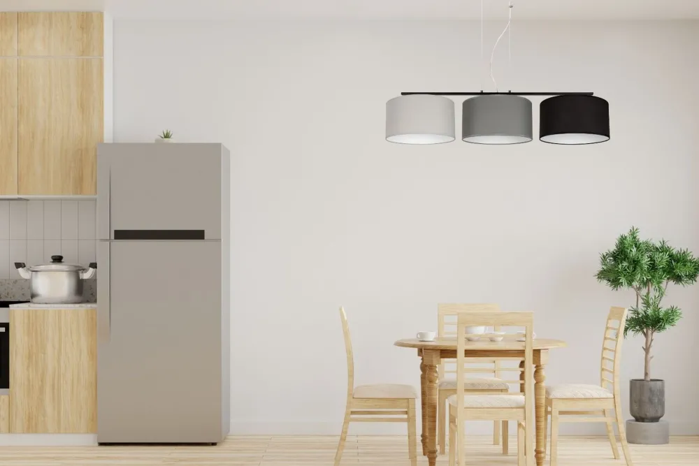 Belis Hängelampe Metall Stoff E27 100 cm Grau Graphit Schwarz