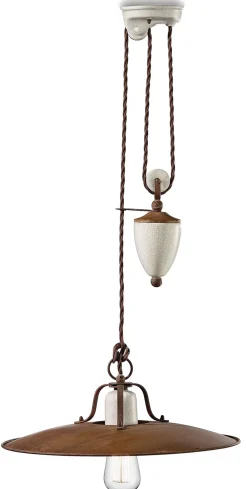 Best Ferroluce Hängelampe Metall verstellbar Creme Rostbraun E27