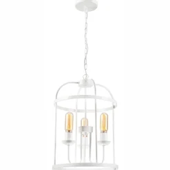 Lamkur Hängelampe Metall Weiß Ø 35,5 cm 3-flammig E27 Rustikal* Bürolampen|Rustikale Lampen