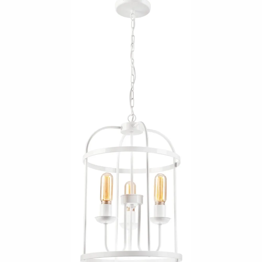 Lamkur Hängelampe Metall Weiß Ø 35,5 cm 3-flammig E27 Rustikal* Bürolampen|Rustikale Lampen