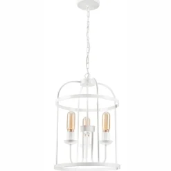 Lamkur Hängelampe Metall Weiß Ø 35,5 cm 3-flammig E27 Rustikal* Bürolampen|Rustikale Lampen