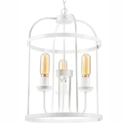 Lamkur Hängelampe Metall Weiß Ø 35,5 cm 3-flammig E27 Rustikal* Bürolampen|Rustikale Lampen