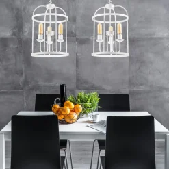 Lamkur Hängelampe Metall Weiß Ø 35,5 cm 3-flammig E27 Rustikal* Bürolampen|Rustikale Lampen