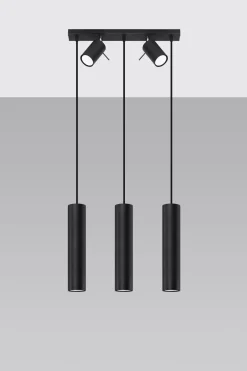 Sollux Hängelampe mit Spot Metall 5-flammig länglich Schwarz* Wohnzimmerlampen|Moderne Lampen