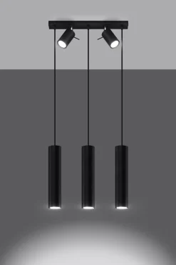 Sollux Hängelampe mit Spot Metall 5-flammig länglich Schwarz* Wohnzimmerlampen|Moderne Lampen