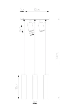 Sollux Hängelampe mit Spot Metall 5-flammig länglich Schwarz* Wohnzimmerlampen|Moderne Lampen