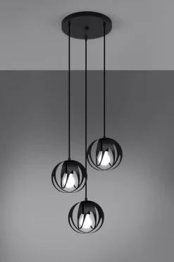 Sale Sollux Hängelampe Modern Ø 30 cm Metall 3-flammig E27 Schwarz