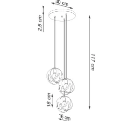 Sale Sollux Hängelampe Modern Ø 30 cm Metall 3-flammig E27 Schwarz