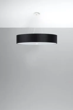 Sale Sollux Hängelampe Modern rund Ø 80 cm groß Schwarz Stoff Glas