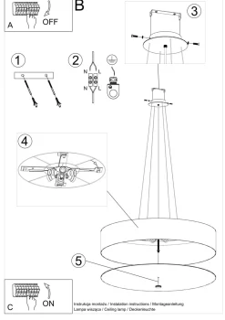 Sale Sollux Hängelampe Modern rund Ø 80 cm groß Schwarz Stoff Glas