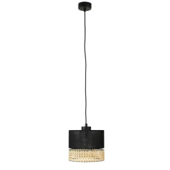 TK Lighting Hängelampe Modern Schwarz Braun E27 Stoffschirm* Hängelampen|Esszimmer Lampen