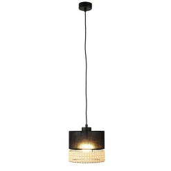 TK Lighting Hängelampe Modern Schwarz Braun E27 Stoffschirm* Hängelampen|Esszimmer Lampen