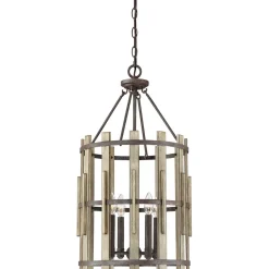 Clearance Elstead Hängelampe Natur Schwarz antik Ø38cm Holz Metall