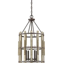 Clearance Elstead Hängelampe Natur Schwarz antik Ø38cm Holz Metall