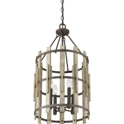 Clearance Elstead Hängelampe Natur Schwarz antik Ø38cm Holz Metall