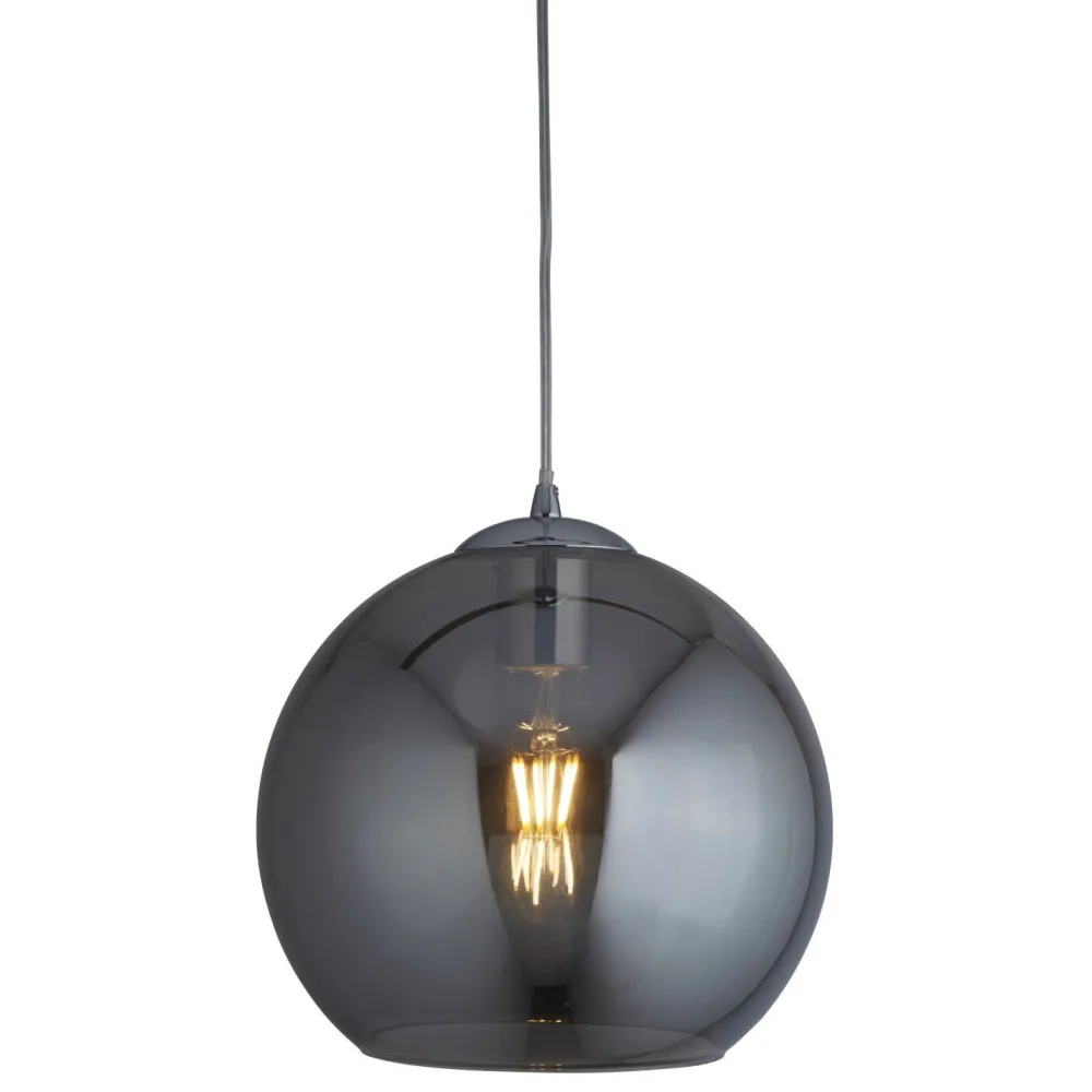 Searchlight Hängelampe Rauchglas D: 35 cm Glas Metall Kugelschirm* Wohnzimmerlampen|Glaslampen