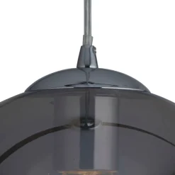 Searchlight Hängelampe Rauchglas D: 35 cm Glas Metall Kugelschirm* Wohnzimmerlampen|Glaslampen