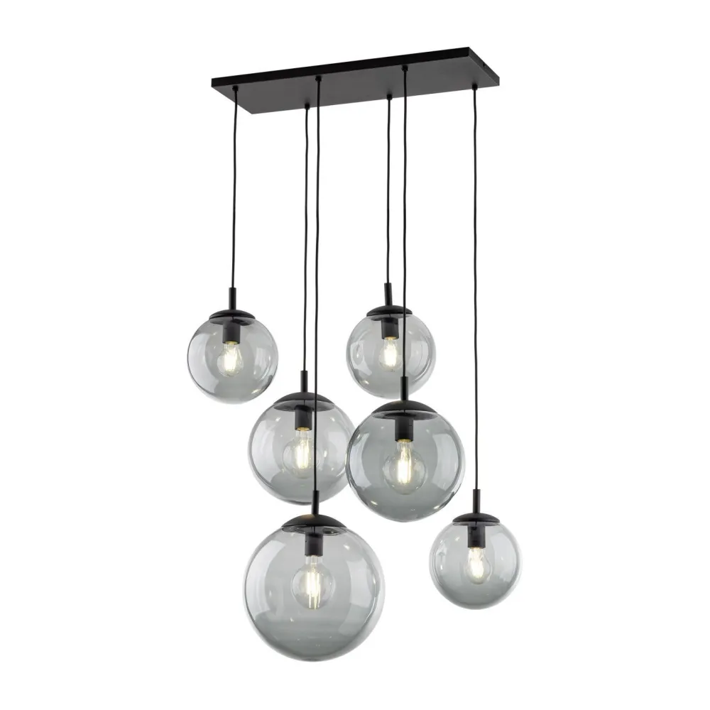 TK Lighting Hängelampe Rauchglas L: 77 cm H: max. 140 cm 6x E27* Hängelampen|Esszimmer Lampen