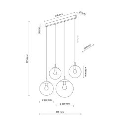 TK Lighting Hängelampe Rauchglas L: 87 cm H: max. 175 cm E27 4-flammig* Hängelampen|Esszimmer Lampen