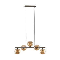 TK Lighting Hängelampe Rauchglas Metall höhenverstellbar 5x G9* Hängelampen|Bürolampen