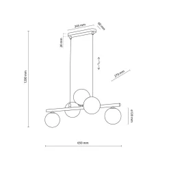 TK Lighting Hängelampe Rauchglas Metall höhenverstellbar 5x G9* Hängelampen|Bürolampen