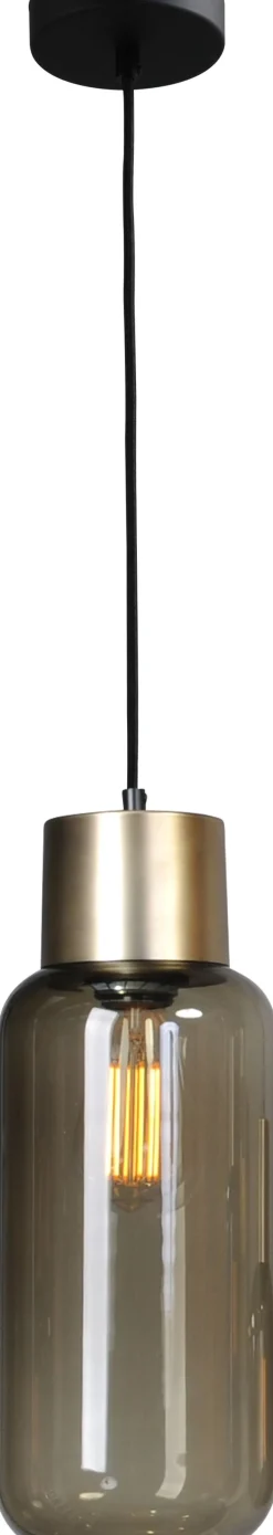 Best Masterlight Hängelampe Rauchglas Metall Schwarz Gold verstellbar