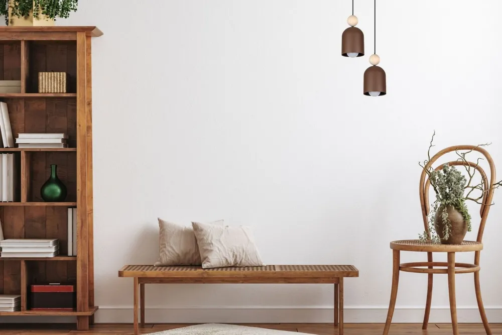 Belis Hängelampe Rostbraun Metall Holz 2-flmg E27 Ø21 cm rund* Hängelampen|Bürolampen