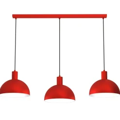 Clearance Luminex Hängelampe Rot Metall L:114 cm 3-flammig Loft dekorativ
