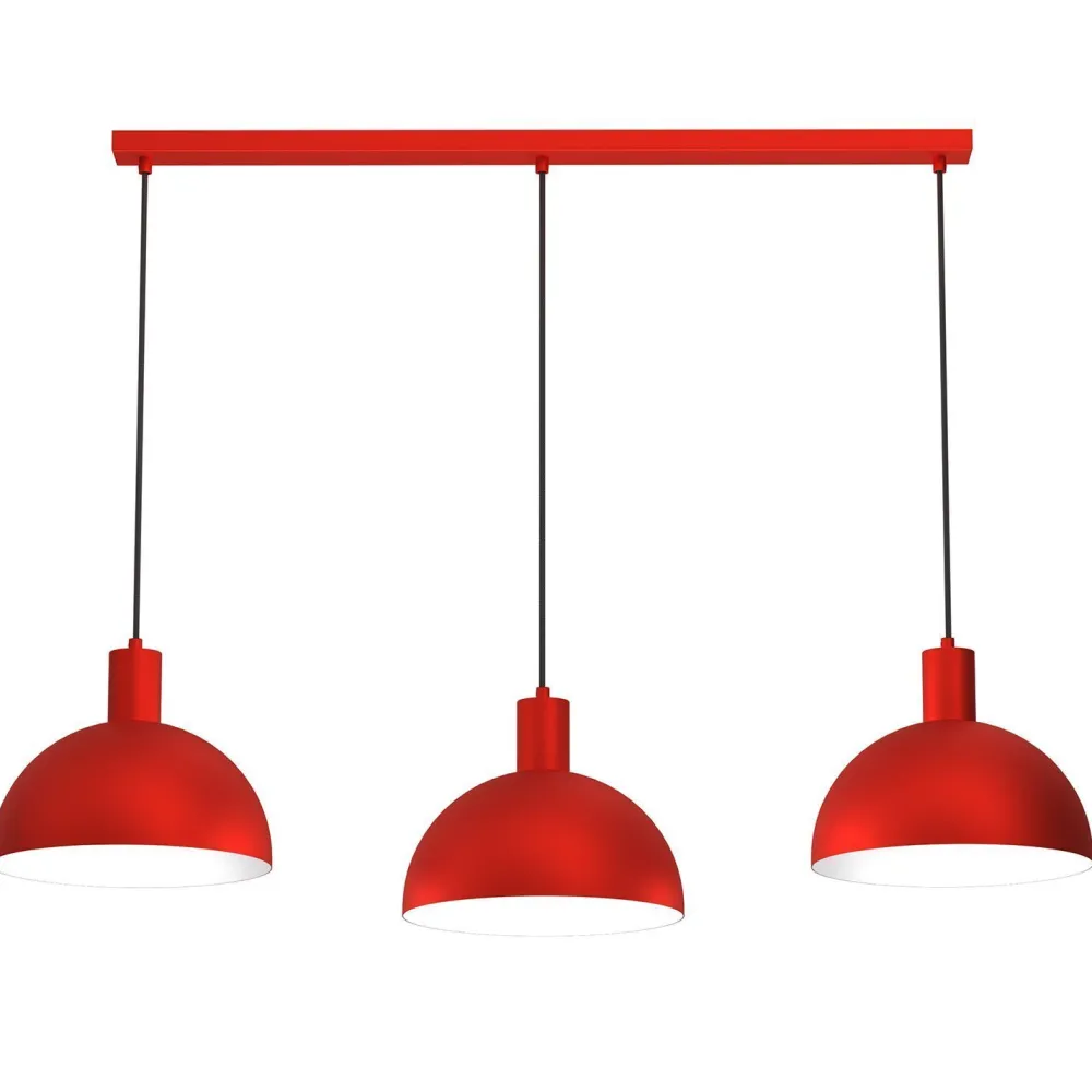 Clearance Luminex Hängelampe Rot Metall L:114 cm 3-flammig Loft dekorativ