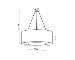 Sollux Hängelampe rund Ø 90 cm blendarm Weiß Stoff Schirm* Hängelampen|Esszimmer Lampen