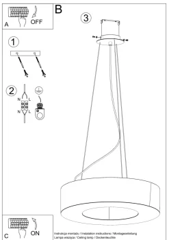 Sollux Hängelampe rund Ø 90 cm blendarm Weiß Stoff Schirm* Hängelampen|Esszimmer Lampen