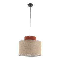 TK Lighting Hängelampe rund Ø 20 cm H: max. 170 cm E27 Jute Stoff* Wohnzimmerlampen|Stofflampen