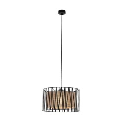 TK Lighting Hängelampe rund Ø 40 cm H: max. 165 cm Schwarz Braun