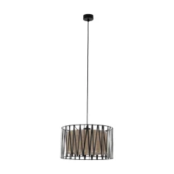 TK Lighting Hängelampe rund Ø 40 cm H: max. 165 cm Schwarz Braun