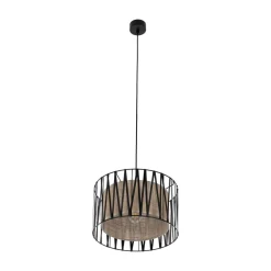 TK Lighting Hängelampe rund Ø 40 cm H: max. 165 cm Schwarz Braun